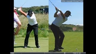 Jon Rahm golf swing  Long Iron faceon amp downtheline July 2017 [upl. by Aneelehs]