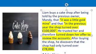 How to apply misrepresentation Liam cupcake scenario [upl. by Anil]